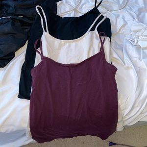 3 tank tops black, beige, maroon